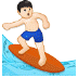 🏄🏻‍♂️ man surfing: light skin tone display on Samsung